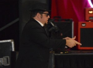 Jessie Garcia as one half of the Blues Brothers during Beans and Jeans at the Robert A. “Bob” Bowers Civic Center on Saturday. Mary Meaux/The News 