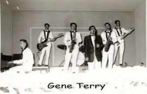 Gene Terry, at microphone, and his band perform during the 1959 Port Neches-Groves High School prom at the Harvest Club in Beaumont. Courtesy photo