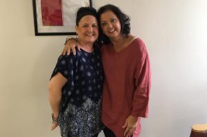 Dodie Taubert, left, and longtime friend Bonita Segura pose for a photo in Arlington where Taubert undergoes treatment for breast cancer. Courtesy photo