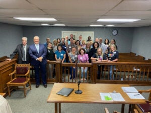 Participants of the "Mid-County Madness Beat Truancy Workshop include John Nelson, Judge Brad Burnett, Lori Hepburn, Stacey Butler, Lainey Hanna, Mandie Champagne, Angela Lewis, Kimberly Carter. And Torrey Gomez, Natalie Gomez, Grant Tatum, Charlotte Junot, Jeff McKinnon, Tina Oliver, Kathryn French, Kelsey Thibodeaux, Steven Beagle, Amber Oleksy, Heather Barrow, Mike Tarver, Sissy Dainwood, Allana Dews, Tricia Sandell, Jared Walker, District Attorney Keith Giblin, Leland Douglas, Brian Waguespack, and Brenda Brevell. (Courtesy photo)