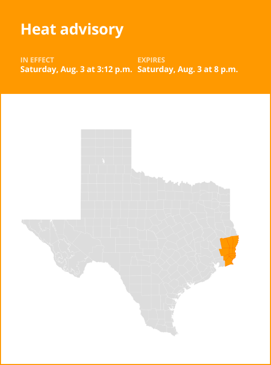 Update: Heat advisory for Northern Orange and Southern Orange as well as Jefferson County until Saturday evening