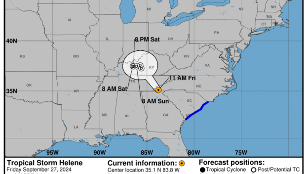 Friday, Sep 27 update from the National Hurricane Center: Latest on Tropical Storm Helene