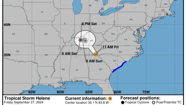 Friday, Sep 27 update from the National Hurricane Center: Latest on Tropical Storm Helene