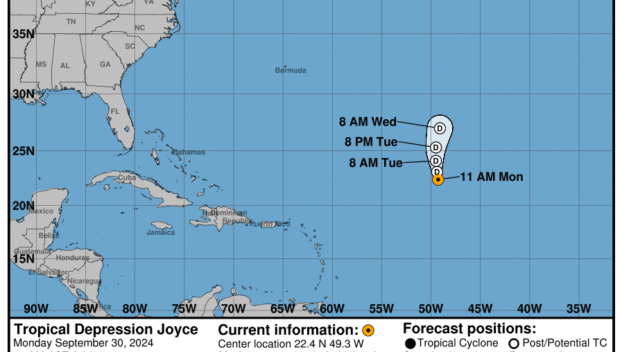 Monday, Sep 30 update from the National Hurricane Center: Latest on Tropical Depression Joyce