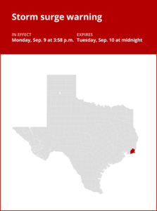 Storm surge warning issued for Jefferson County until early Tuesday