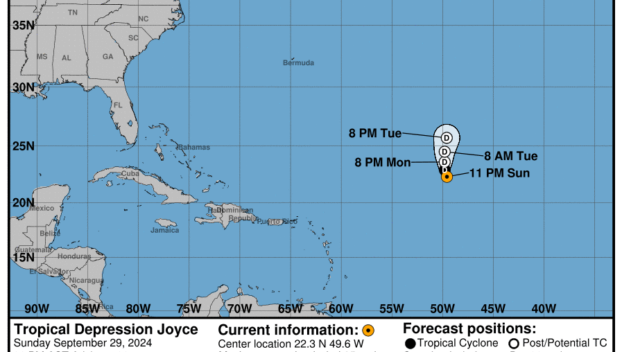 Sunday, Sep 29 update: Latest on Tropical Depression Joyce from the NHC