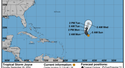 Sunday, Sep 29 update: Latest on Tropical Storm Joyce from the NHC