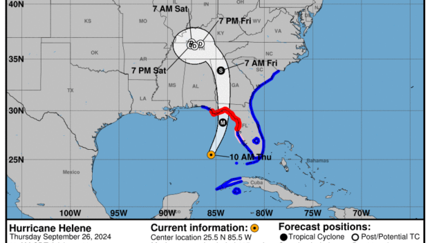 Thursday, Sep 26 update from the National Hurricane Center: Latest on Category 2 Hurricane Helene