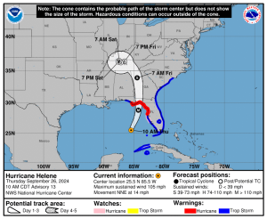 Thursday, Sep 26 update from the National Hurricane Center: Latest on Category 2 Hurricane Helene