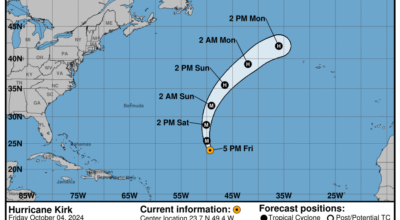 Friday, Oct 4 update: Latest on Category 4 Hurricane Kirk from the National Hurricane Center