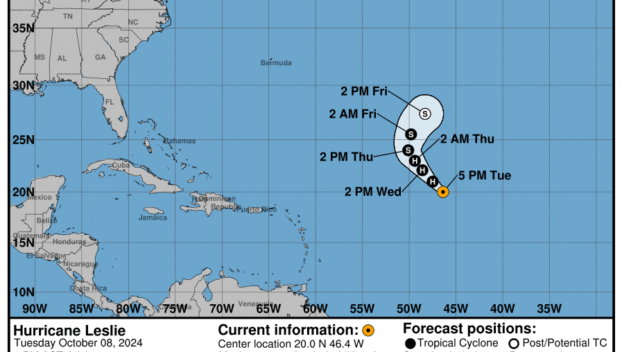 Latest on Category 1 Hurricane Leslie: Tuesday, Oct 8 update from the National Hurricane Center