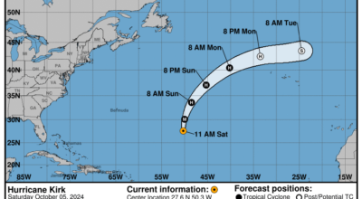 Progress report on Category 3 Hurricane Kirk: Saturday, Oct 5 update from the NHC