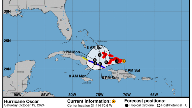 Saturday, Oct 19 update: Latest on Category 1 Hurricane Oscar from the NHC