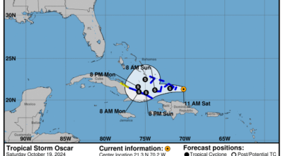 Saturday, Oct 19 update: Latest on Tropical Storm Oscar from the NHC