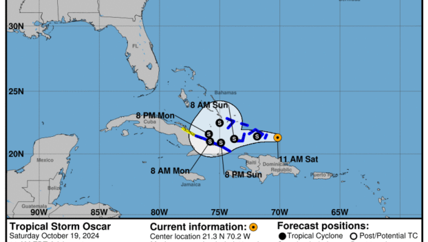 Saturday, Oct 19 update: Latest on Tropical Storm Oscar from the NHC