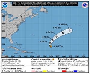 Tropical Storm Leslie: Thursday, Oct 10 update from the NHC on latest developments