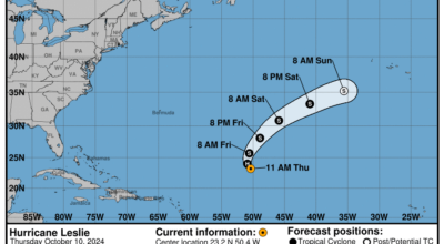 Tropical Storm Leslie: Thursday, Oct 10 update from the NHC on latest developments