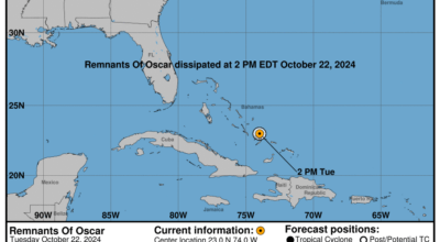 Tuesday, Oct 22: Latest update on Remnants of Oscar from the NHC