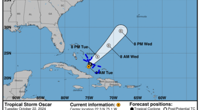 Tuesday, Oct 22: Latest update on Tropical Storm Oscar from the NHC