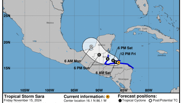 Friday, Nov 15 update from the National Hurricane Center: Latest on Tropical Storm Sara