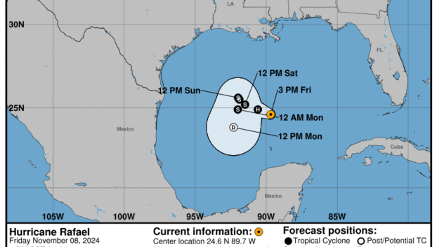 Friday, Nov 8 update: Latest on Category 2 Hurricane Rafael from the National Hurricane Center