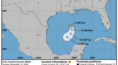 Progress report on Post Tropical Cyclone Rafael: Sunday, Nov 10 update from the National Hurricane Center