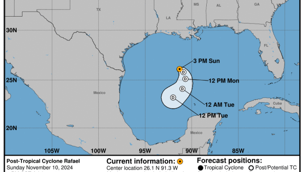 Progress report on Post Tropical Cyclone Rafael: Sunday, Nov 10 update from the National Hurricane Center