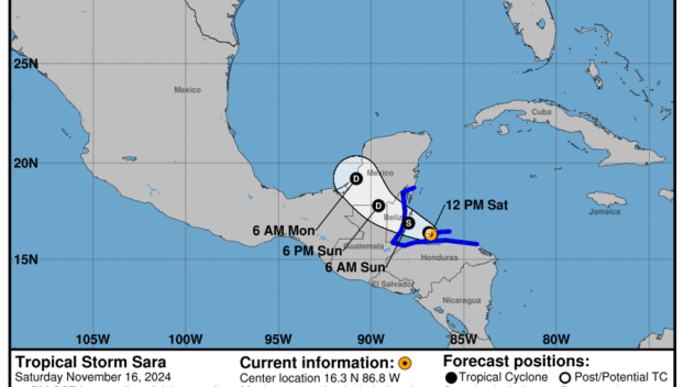 Progress report on Tropical Storm Sara: Saturday, Nov 16 update from the NHC