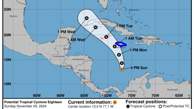 Sunday, Nov 3: Latest developments on the Potential Tropical Cyclone from the NHC