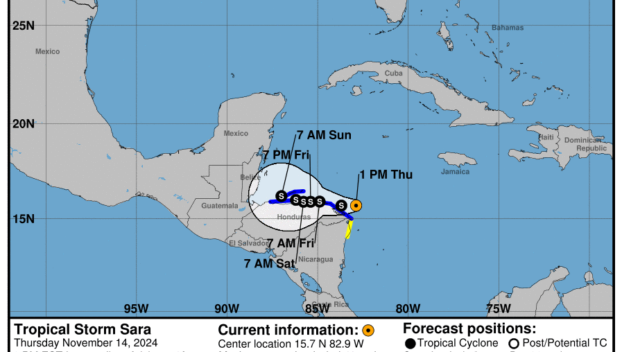 Thursday, Nov 14 update: Latest on Tropical Storm Sara from the National Hurricane Center