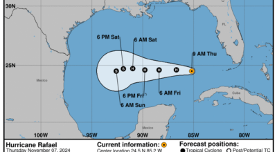 Thursday, Nov 7 update: Latest on Category 2 Hurricane Rafael from the NHC