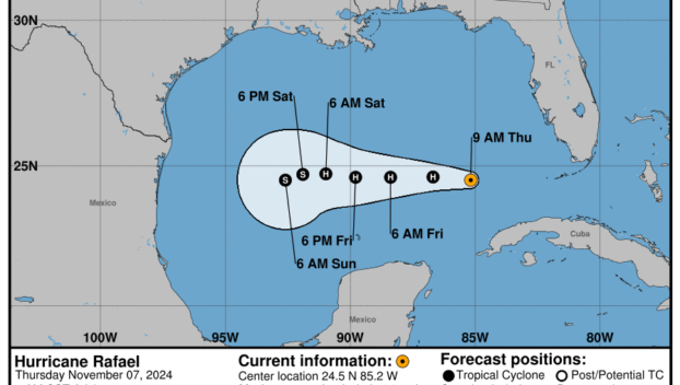 Thursday, Nov 7 update: Latest on Category 2 Hurricane Rafael from the NHC