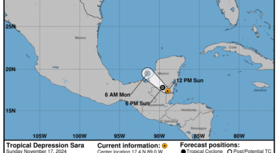 Tropical Depression Sara: Sunday, Nov 17 update from the NHC on latest developments