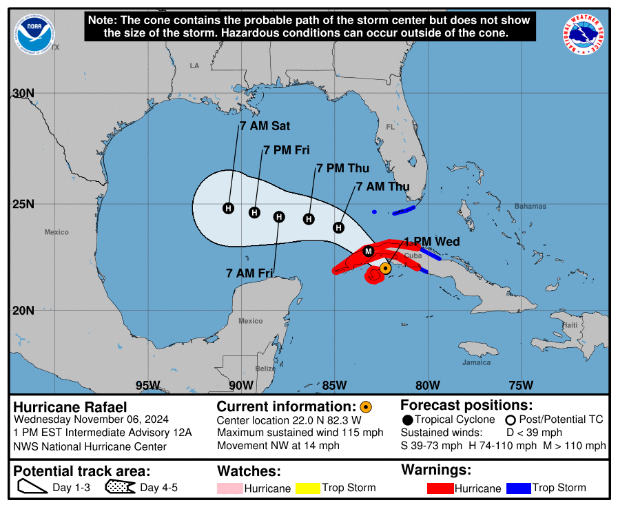Wednesday, Nov 6: NHC's update on Category 3 Hurricane Rafael