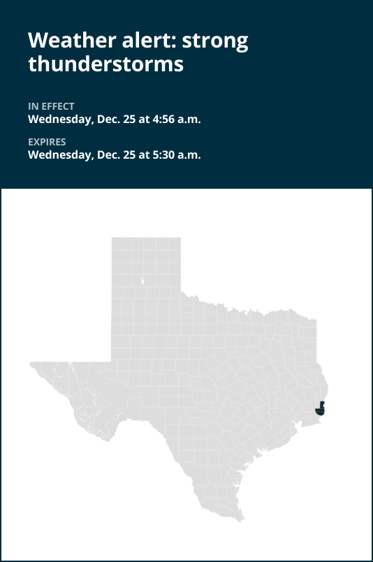 Update: Expect strong thunderstorms in Southeast Texas early Wednesday morning