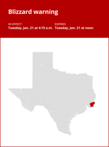 Update: Southeast Texas under a blizzard warning until Tuesday midday