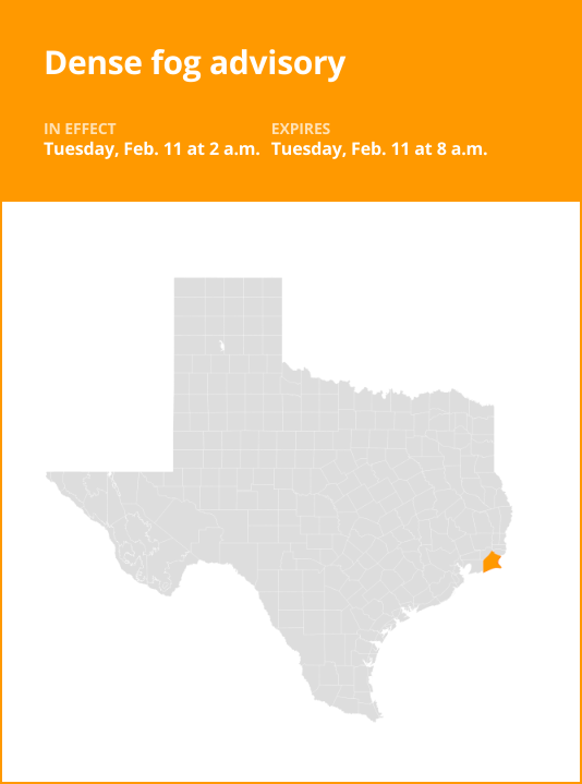 Dense fog advisory affecting Southeast Texas Tuesday